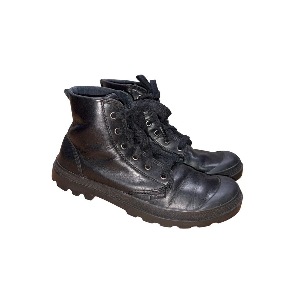 Palladium Black Leather Combat Boots Size: US 8.5 Men's
